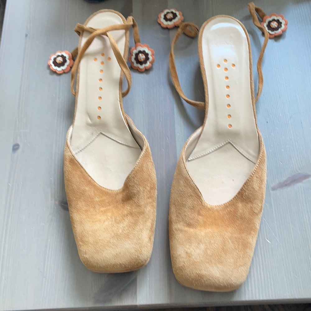 Tan suede kitten heels/ Italian made